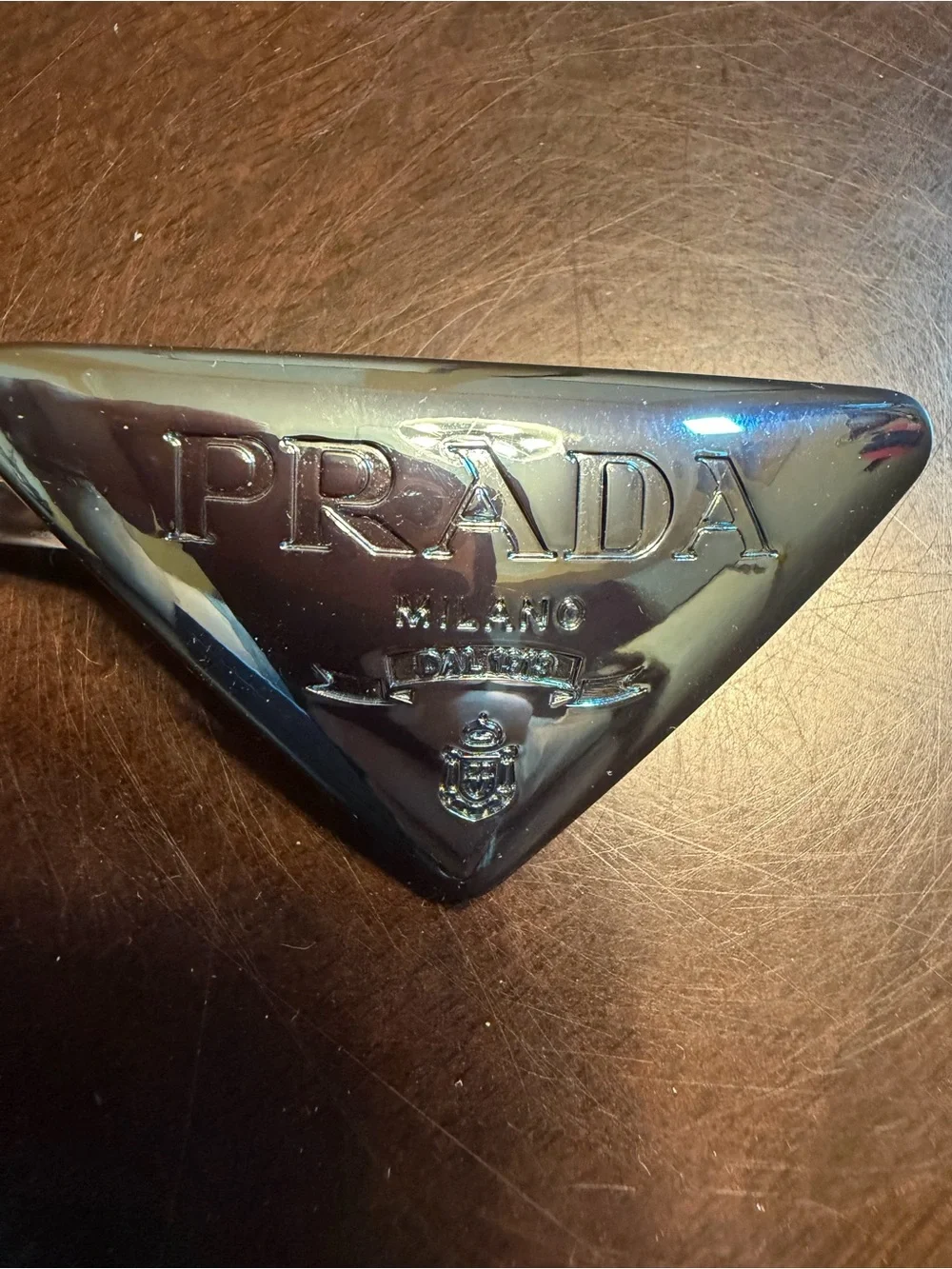 New Authentic Prada Triangle Logo Hair Clip Accessories 2  display picture 1